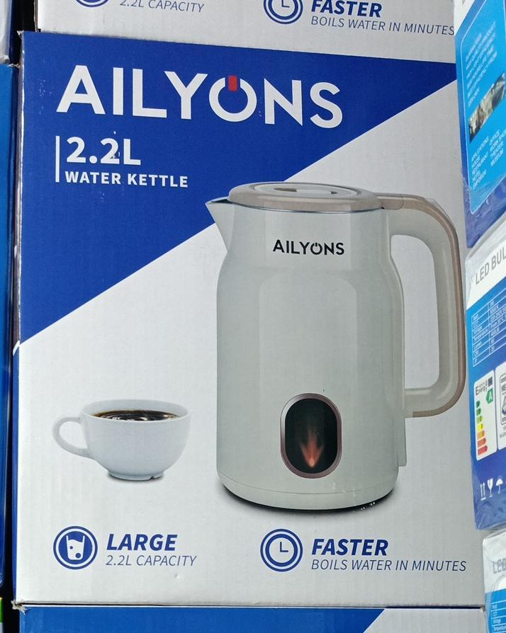 Ailyons 2.2L Cordless Electric Water Kettle - White/Beige